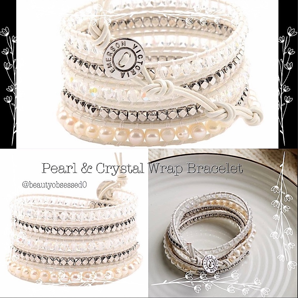 🆕🌿🤍VICTORIA EMERSON: Pearl & Crystal Wrap Bracelet RETAIL $70